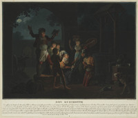 TvB G 5241
          <br/>
          Don Quichot meent tot ridder geslagen te worden.
          <br/>
          <em>Descourtis, Charles Melchior (1753-1820)</em>